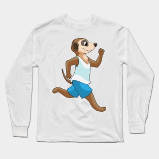 Meerkat at Running Sports Long Sleeve T-Shirt